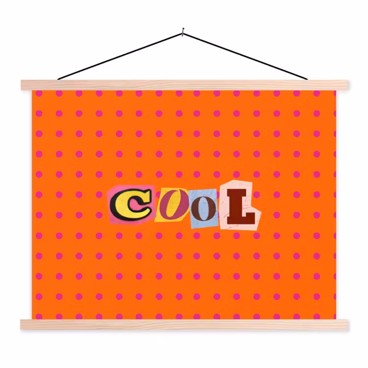 Cool - Stippen - Oranje textielposter latten blank klein -3d
