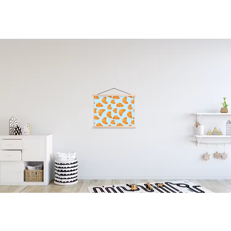 Croissant - Speels - Blauw textielposter latten blank klein 122 -kinderkamer
