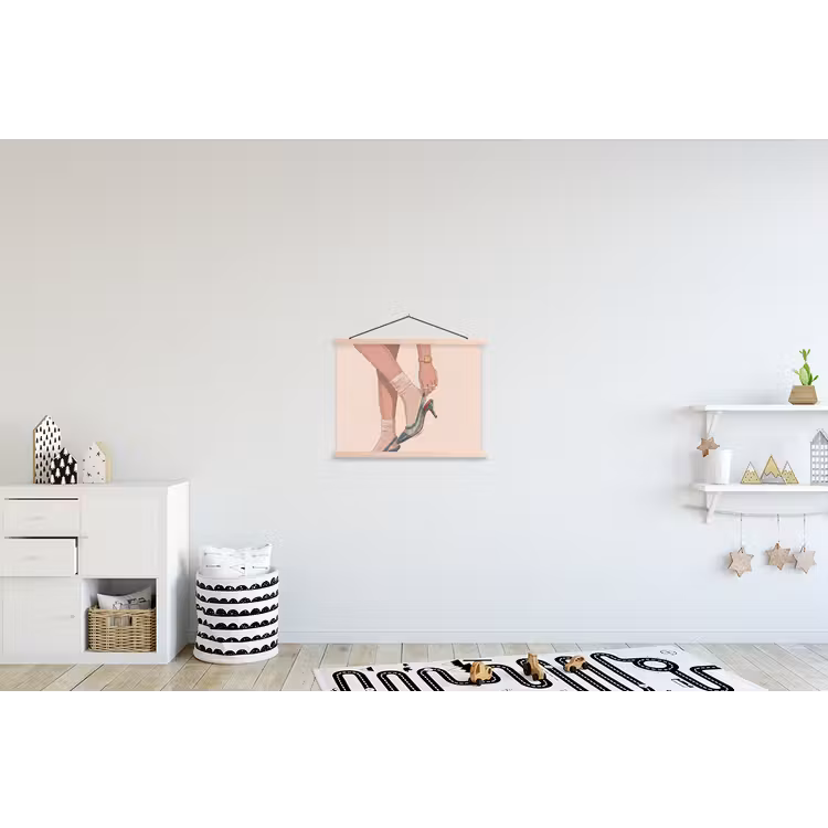 Vrouw - Schoen - Mode - Lifestyle - Groen textielposter latten blank klein -kinderkamer