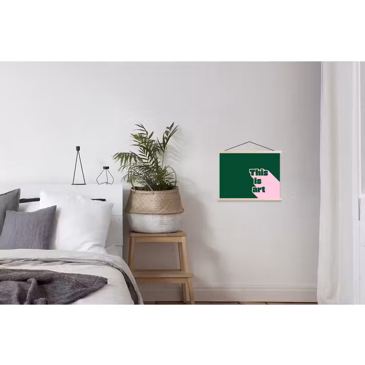 This is art - Schaduw - Roze textielposter latten blank klein -woonkamer