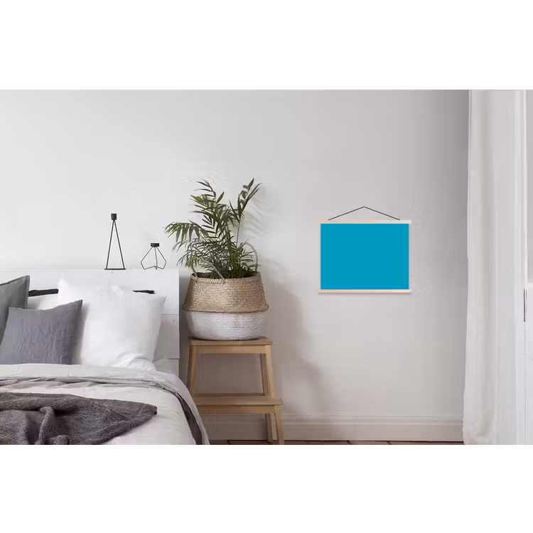 Deep - Turquoise - Turkoois textielposter latten blank klein 122 -woonkamer
