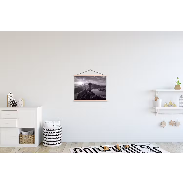 Monument - Stadsgezicht - Landschap - Zwart-wit textielposter latten blank klein -kinderkamer