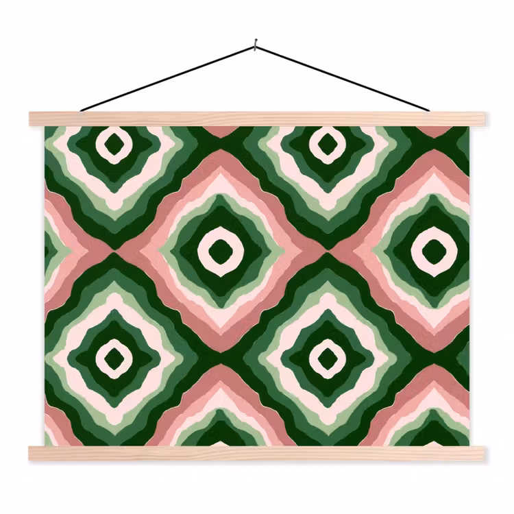 Ontwerp - Organisch - Kleurrijk textielposter latten blank klein 122 -3d