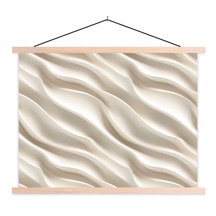 Diagonaal - Golven - Crème textielposter latten blank klein 122 -3d