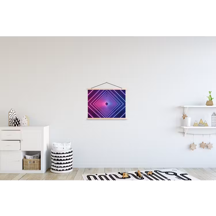 Driedimensionaal - Tunnel - Ruimte textielposter latten blank klein -kinderkamer