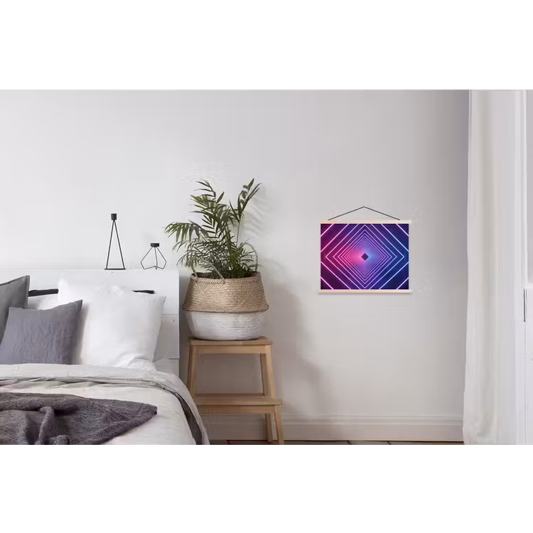 Driedimensionaal - Tunnel - Ruimte textielposter latten blank klein -woonkamer