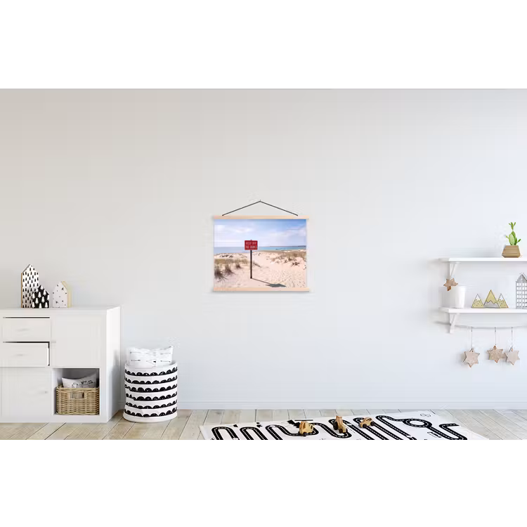 Duin - Bord - Kust - Landschap - Rood textielposter latten blank klein -kinderkamer