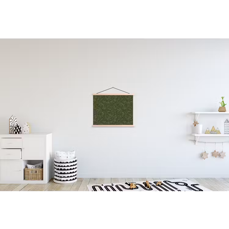 Donker - Groen - Krullend - Botanisch textielposter latten blank klein 122 -kinderkamer