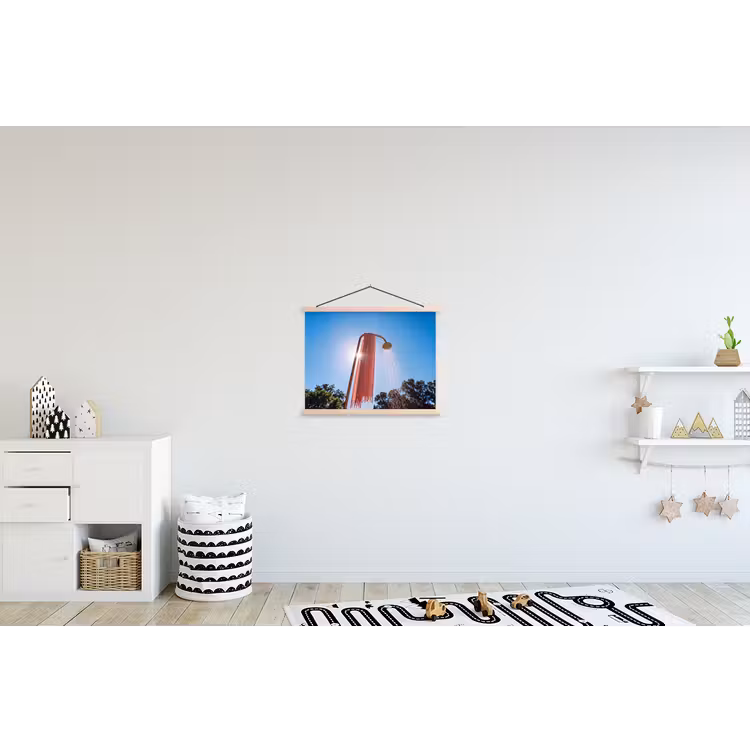 Douche - Water - Zomer - Blauw textielposter latten blank klein -kinderkamer