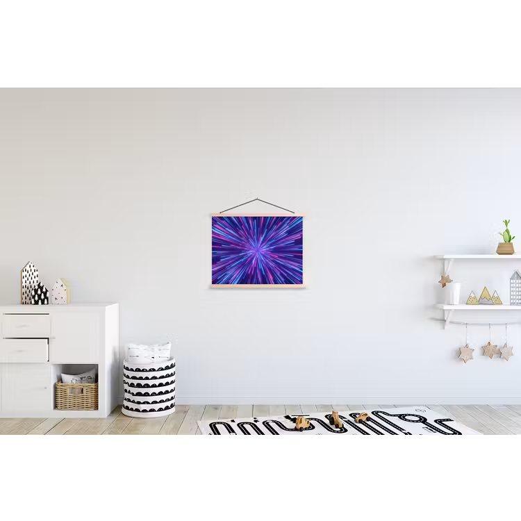 Dynamisch - Ruimte - Kleurrijk textielposter latten blank klein -kinderkamer
