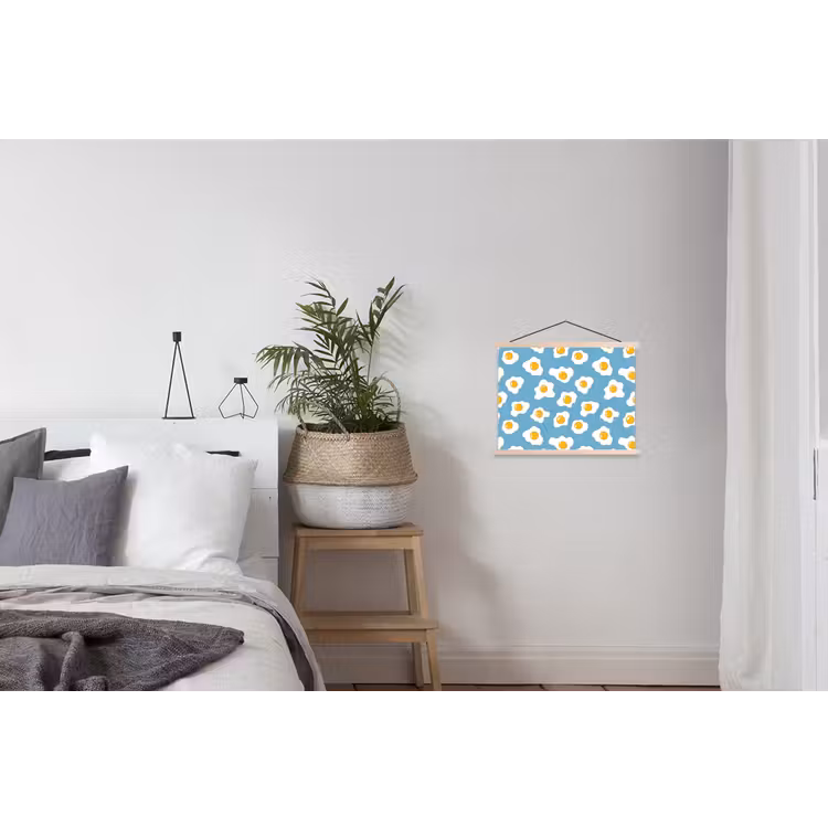 Eieren - Dooiers - Blauw textielposter latten blank klein 122 -woonkamer