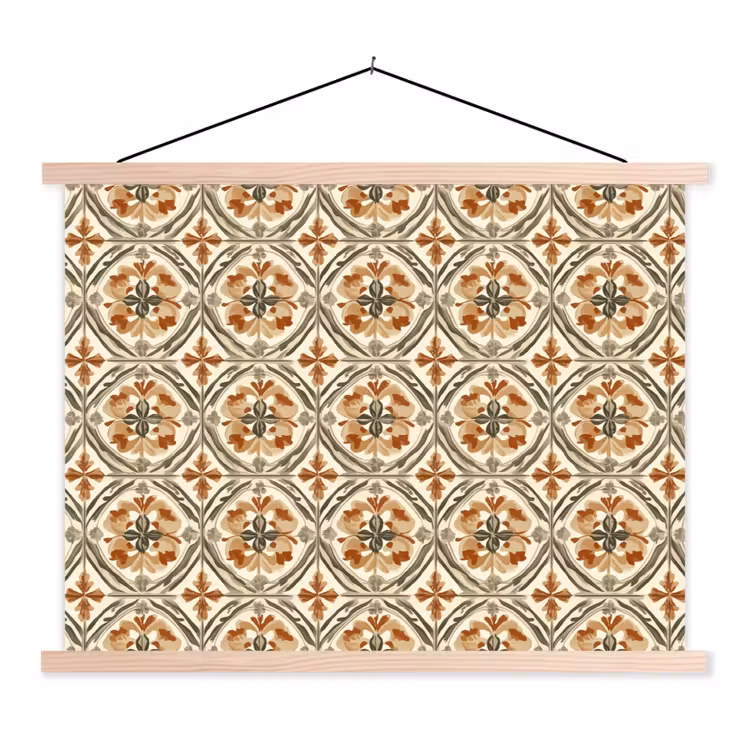 Elegant - Antiek - Kleurrijk textielposter latten blank klein 122 -3d