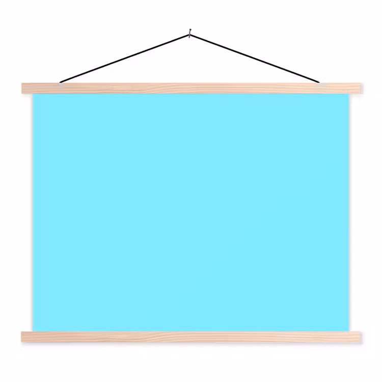 Electric - Cyan - Blauw textielposter latten blank klein 122 -3d