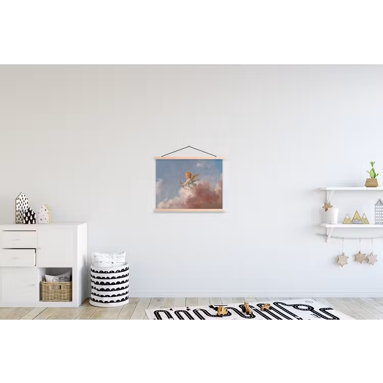 Engel - Pijl en boog - Mythologie - Klassiek textielposter latten blank klein -kinderkamer