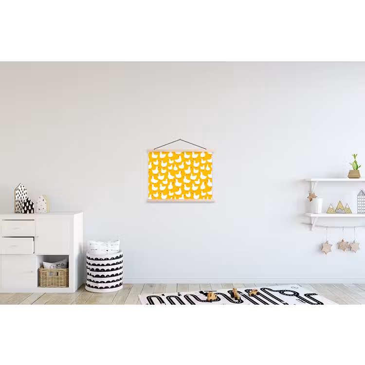 Eendjes - Patroon - Geel textielposter latten blank klein 122 -kinderkamer