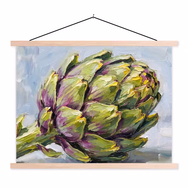 Stoffbild - Essen – Artischocke – Modern - Eten - Artisjok - Modern textielposter latten blank klein