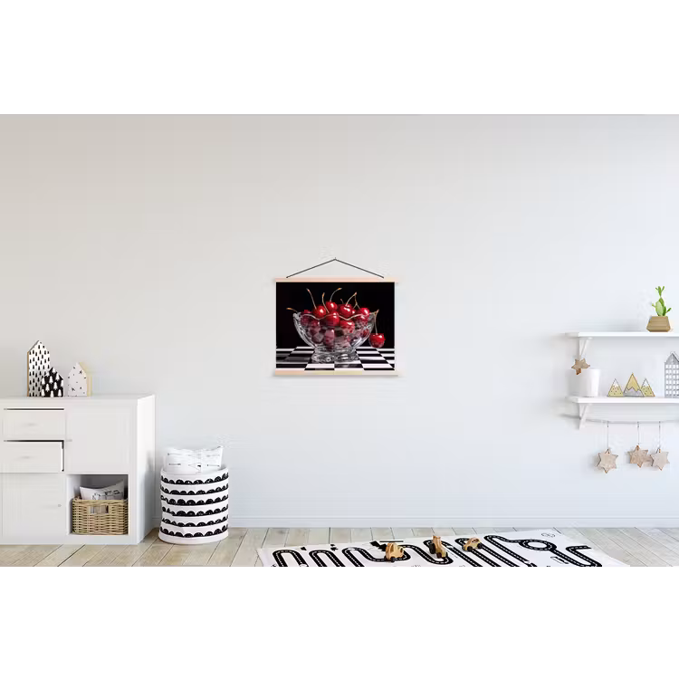 Stoffbild - Essen – Kirschen – Rot - Eten - Kersen - Rood textielposter latten blank klein
