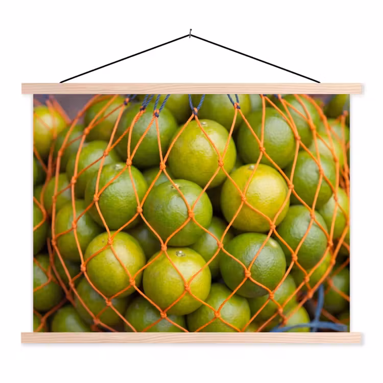 Eten - Net - Groen - Markt textielposter latten blank klein -3d