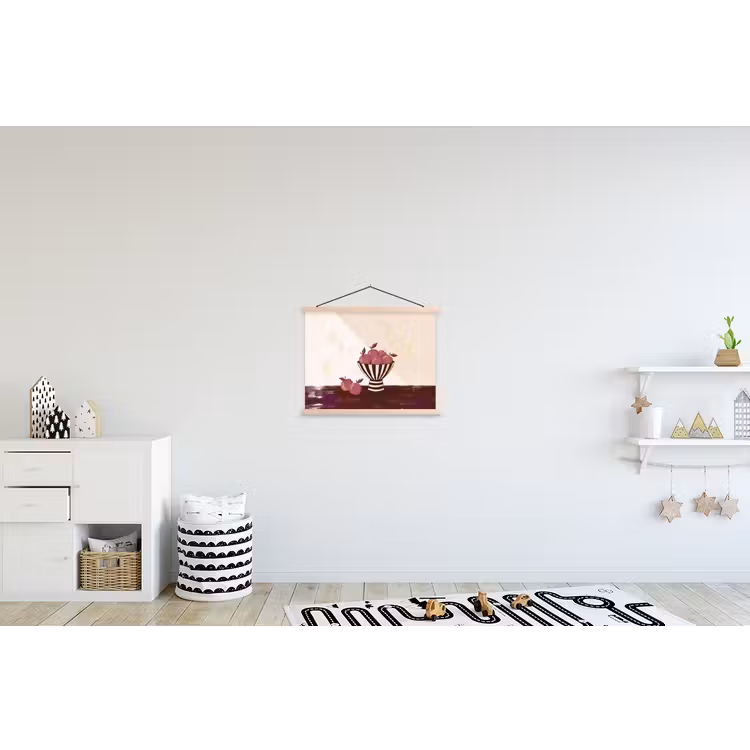 Eten - Schaal - Stilleven - Modern - Rood textielposter latten blank klein -kinderkamer