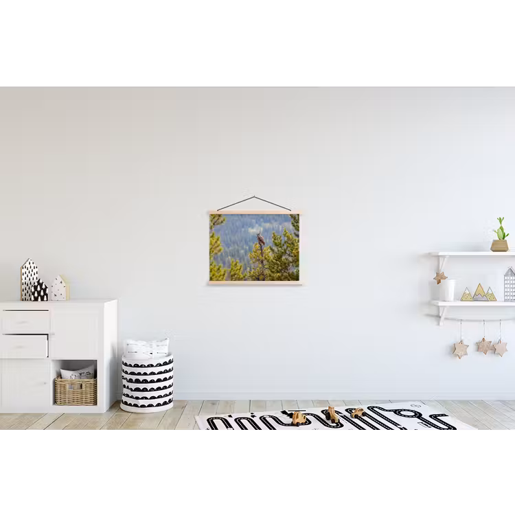 Uil - Oehoe - Bomen - Natuur textielposter latten blank klein -kinderkamer