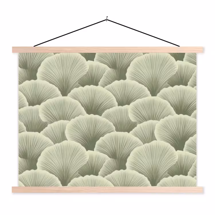 Waaier - Blad - Groen textielposter latten blank klein 122 -3d