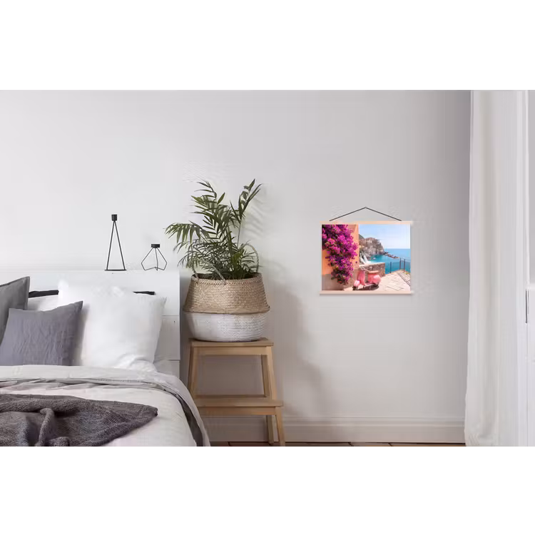 Voertuig - Roze - Kust - Zomer - Reizen textielposter latten blank klein -woonkamer