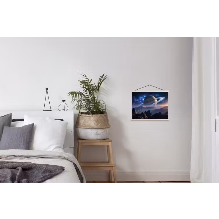 Fantasy - Kosmos - Landschap textielposter latten blank klein -woonkamer