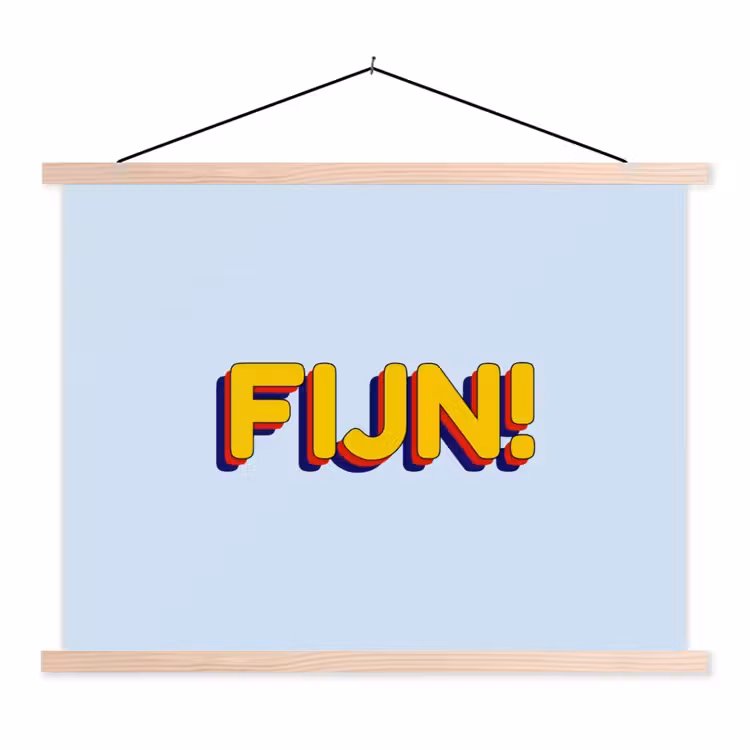 Fijn - Geel - Oranje textielposter latten blank klein -3d