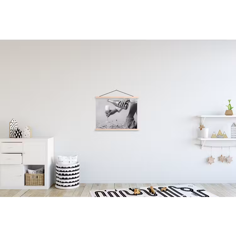 Feestelijk - Champagne - Discobal textielposter latten blank klein -kinderkamer