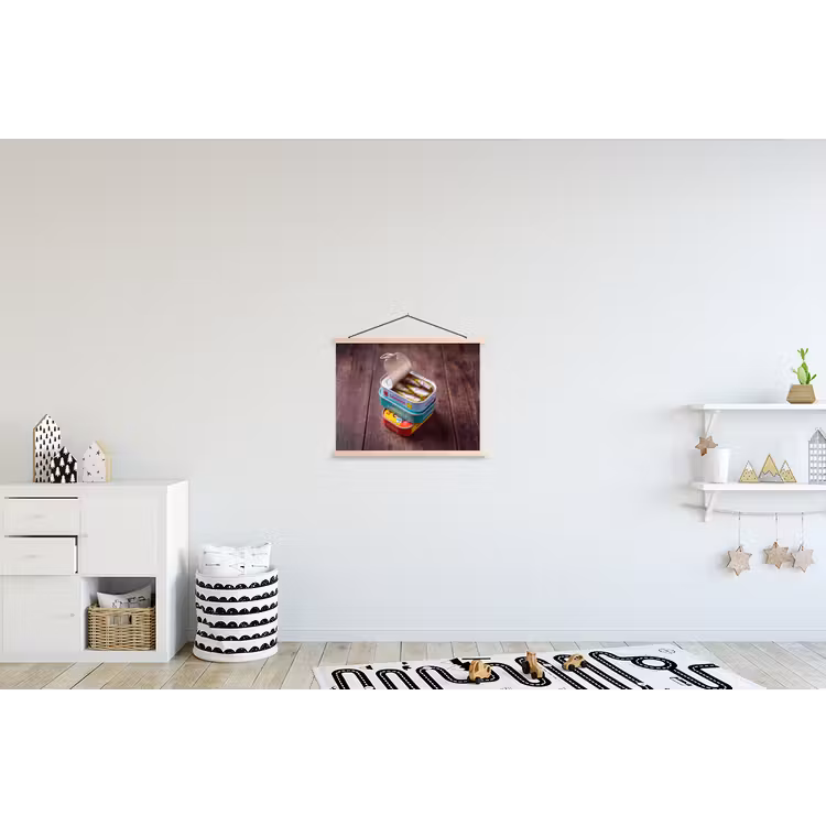 Stoffbild - Fisch – Dosen – Küche - Vis - Blikjes - Keuken textielposter latten blank klein