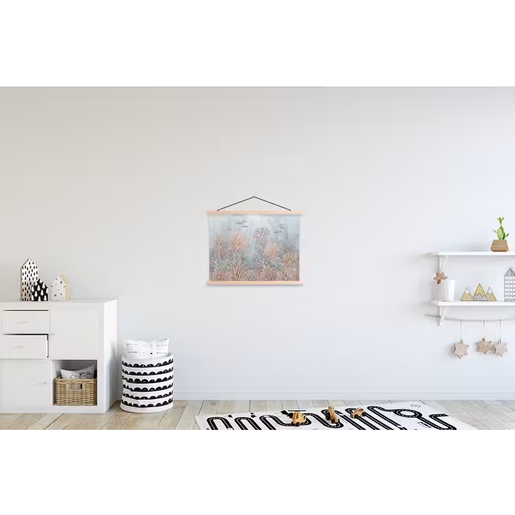 Vis - Koraal - Oceaan - Illustratie - Onderwater textielposter latten blank klein -kinderkamer