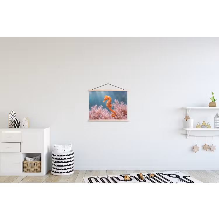 Vis - Koraal - Oceaan - Macro - Oranje textielposter latten blank klein -kinderkamer