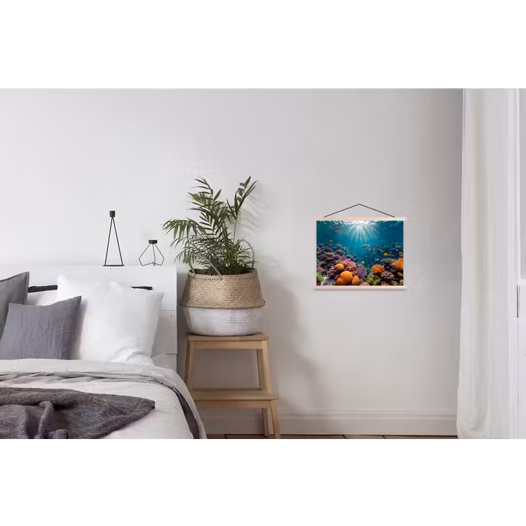 Vis - Koraal - Oceaan - Natuur - Kleurrijk textielposter latten blank klein -woonkamer