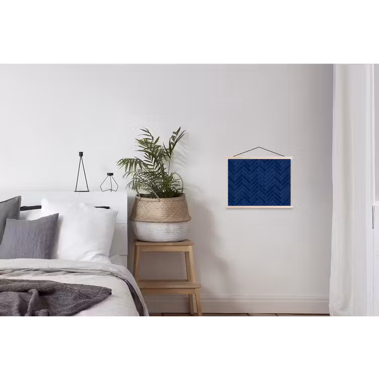 Visgraat - Wandtegel - Donkerblauw - Navy Blue textielposter latten blank klein 122 -woonkamer