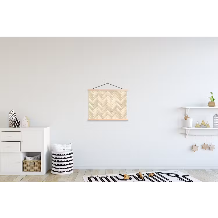 Visgraat - Wandtegel - Licht Beige textielposter latten blank klein 122 -kinderkamer
