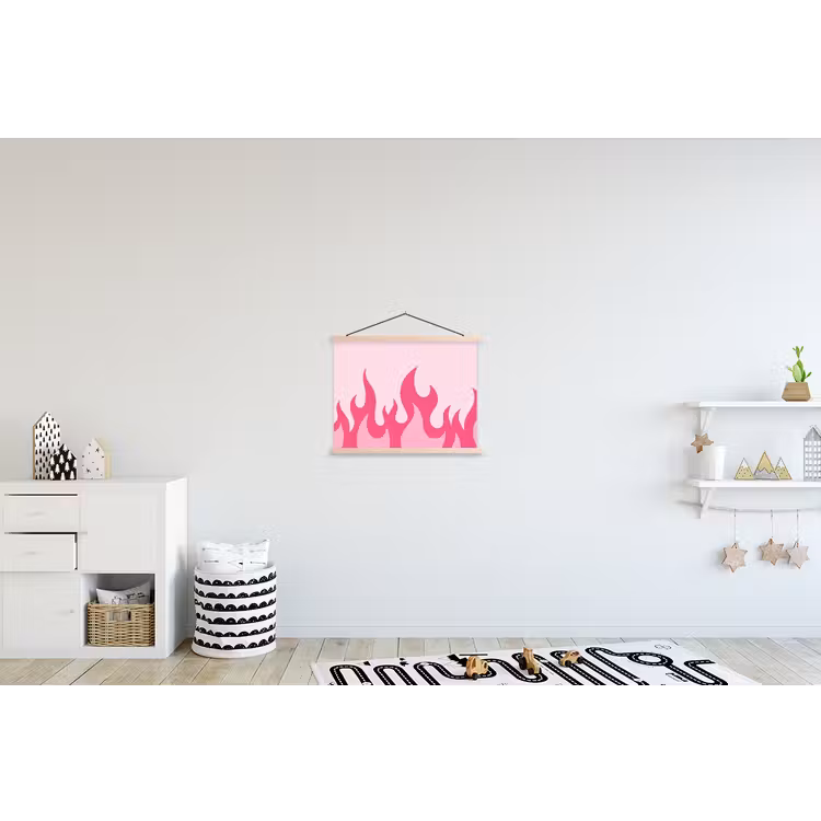 Vlammen - Patroon - Abstract - Modern - Roze textielposter latten blank klein -kinderkamer