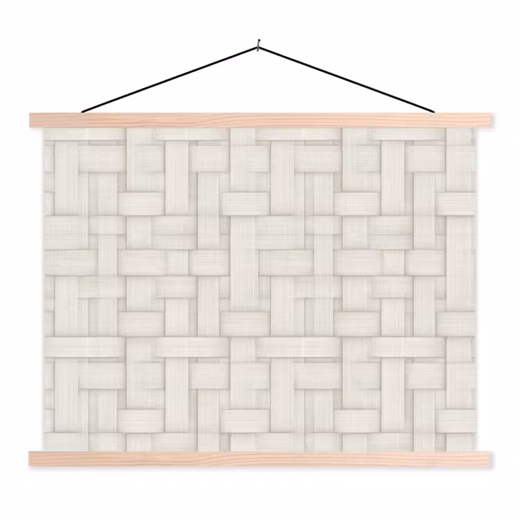 Vlechtwerk - Banen - Beige textielposter latten blank klein 122 -3d