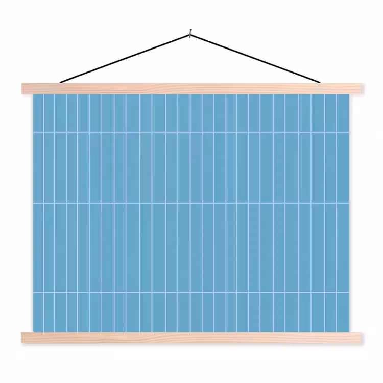 Tegel - Langwerpig - Patroon - Blauw textielposter latten blank klein 122 -3d