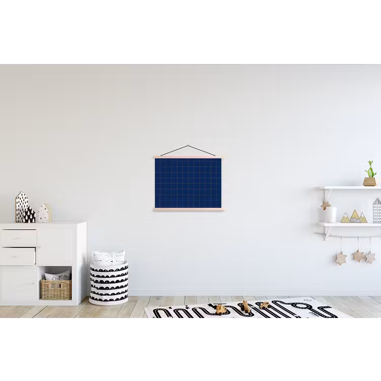 Tegel - Patroon - Blauw textielposter latten blank klein 122 -kinderkamer