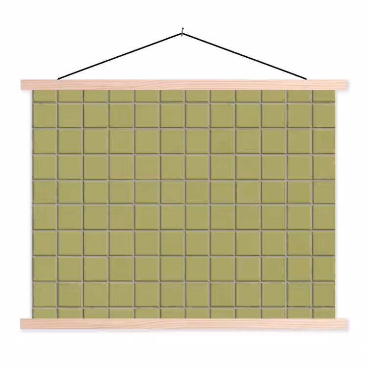 Tegel - Patroon - Olijfgroen textielposter latten blank klein 122 -3d