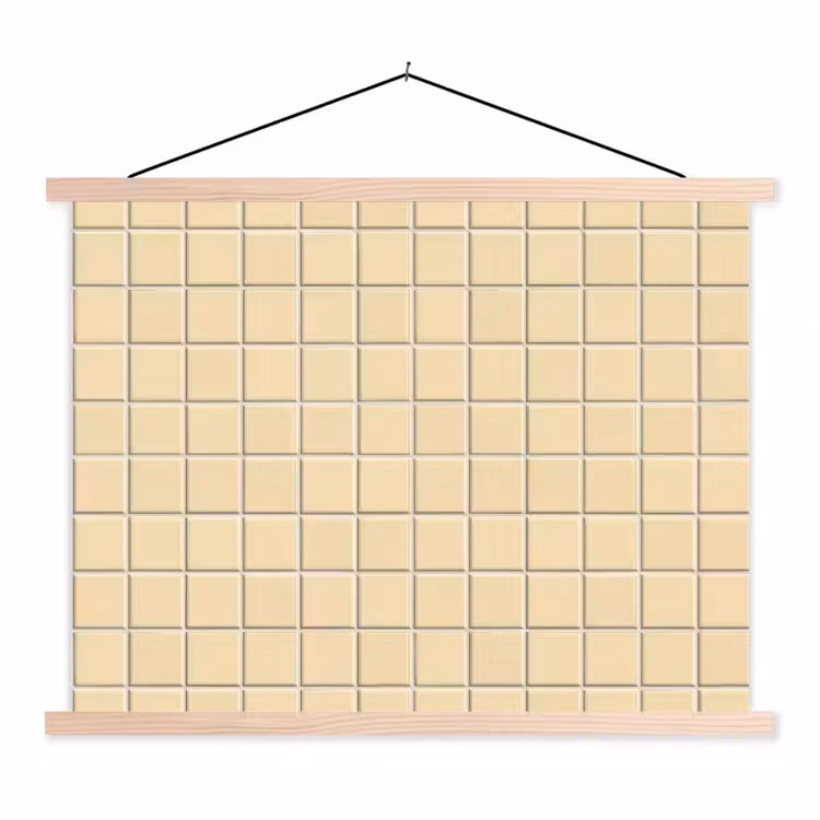 Tegels - Patroon - Crème textielposter latten blank klein 122 -3d