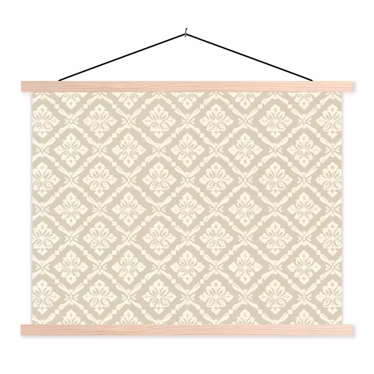 Floraal - Ornament - Beige textielposter latten blank klein 122 -3d