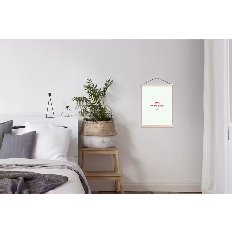 Focus - Beige - Roze - Smiley textielposter latten blank klein -woonkamer