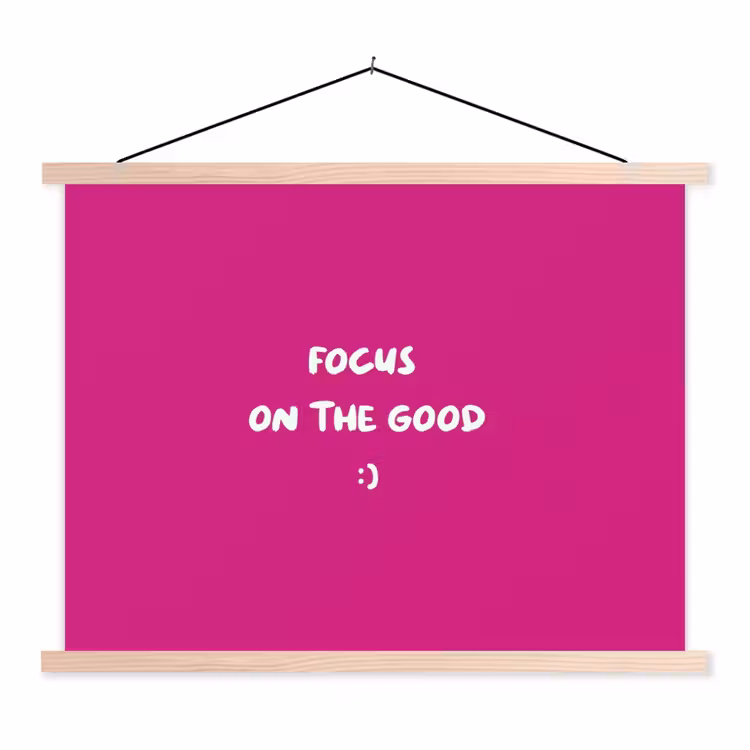 Focus - Smiley - Roze textielposter latten blank klein -3d