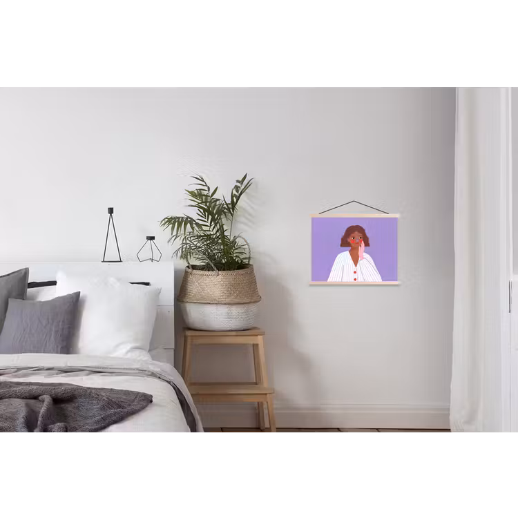 Vrouw - Gezicht - Mensen - Abstract - Kleurrijk textielposter latten blank klein -woonkamer