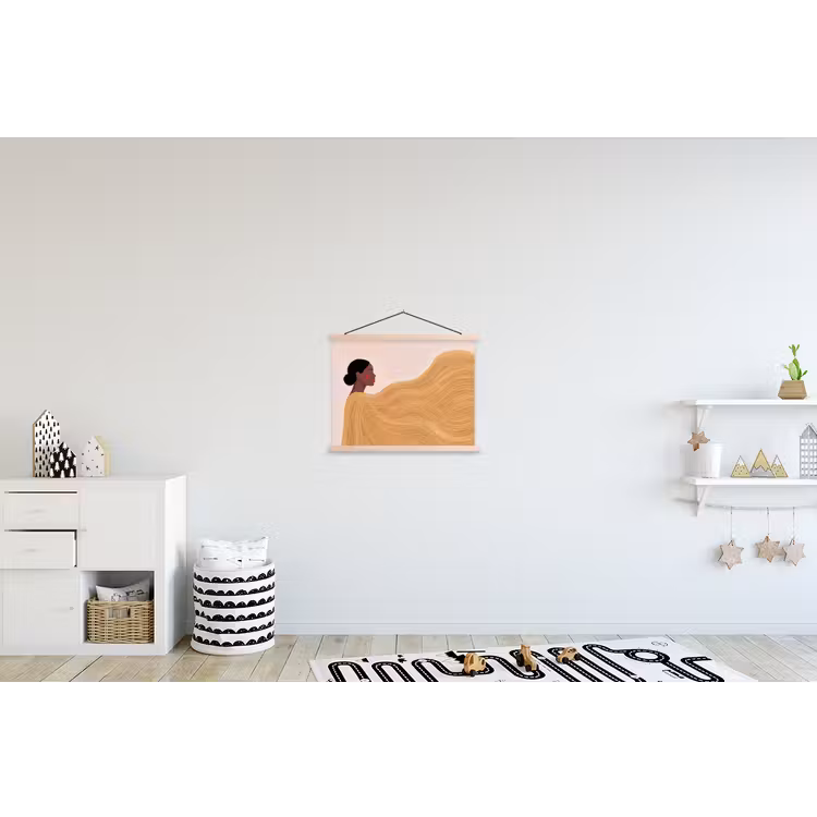 Vrouw - Profiel - Modern - Abstract - Kunst textielposter latten blank klein -kinderkamer