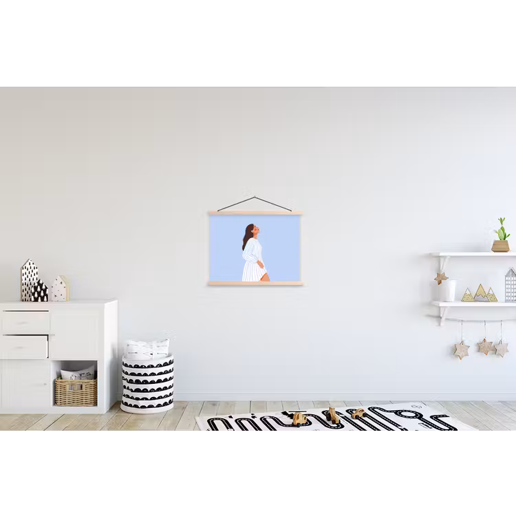 Vrouw - Profiel - Rust - Modern - Illustratie textielposter latten blank klein -kinderkamer
