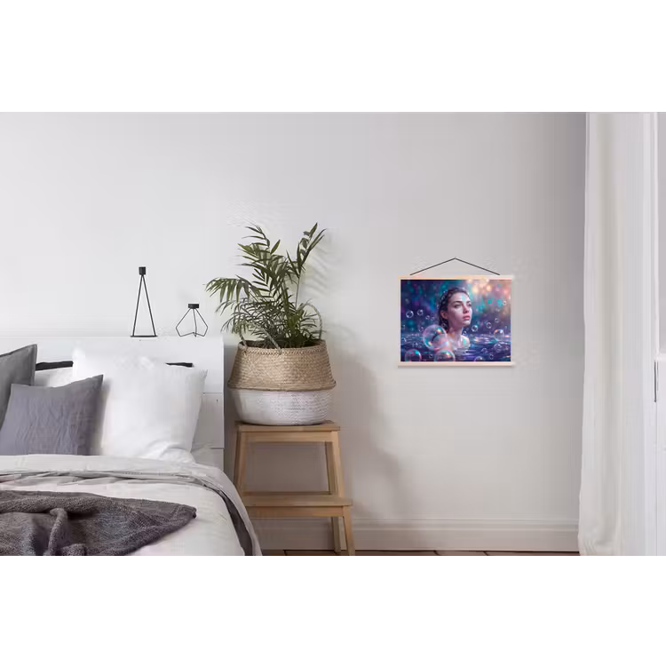 Vrouw - Water - Portret - Kleurrijk - Modern textielposter latten blank klein -woonkamer