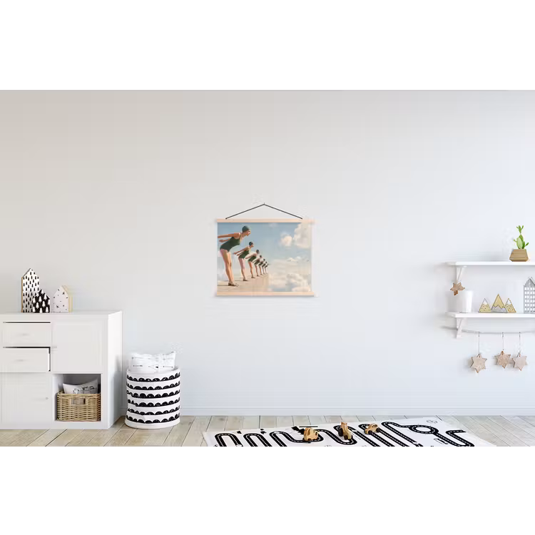 Stoffbild - Frauen – Tauchhaltung – Wolken - Vrouwen - Duikhouding - Wolken textielposter latten blank klein