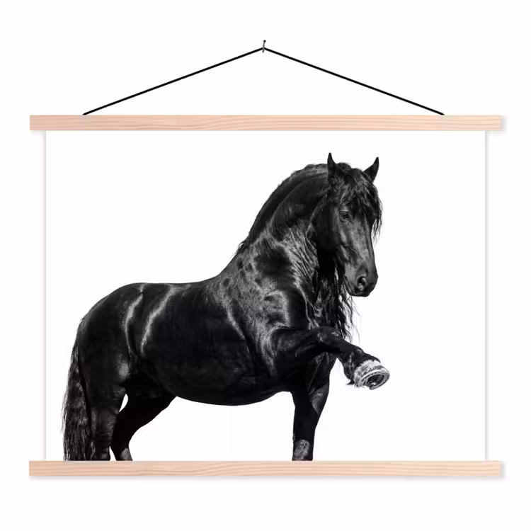 Fries - Hengst - Modern textielposter latten blank klein -3d